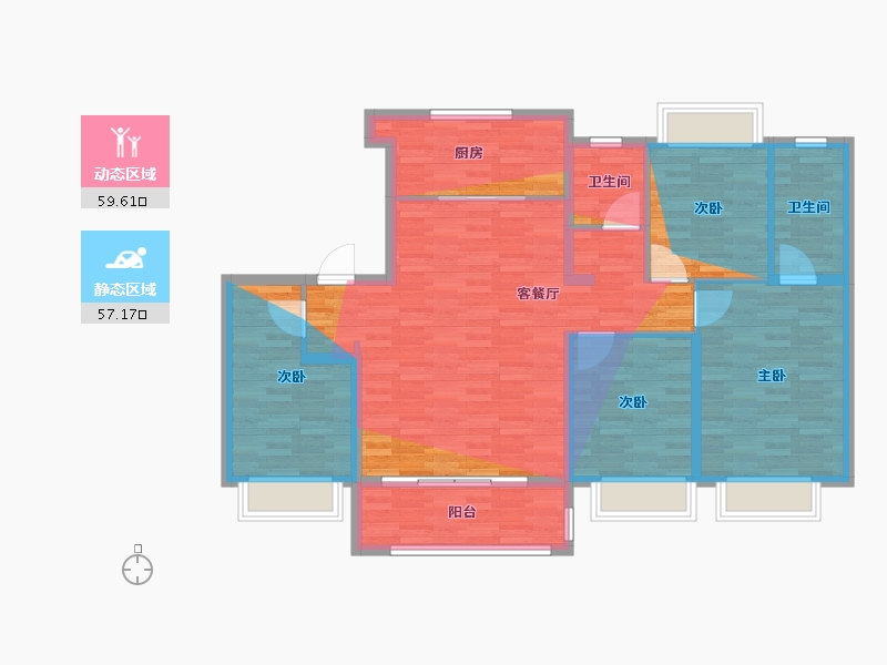 江苏省-苏州市-招商湖西璀璨-112.69-户型库-动静分区