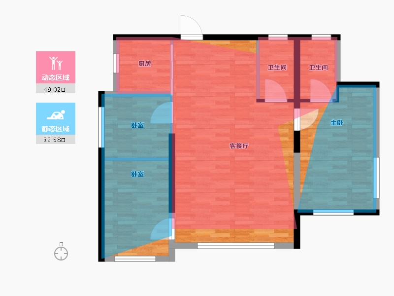 福建省-莆田市-联发建发玉湖兰溪-83.25-户型库-动静分区