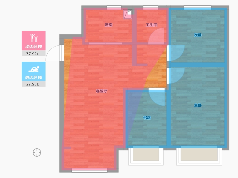 河北省-唐山市-假日一号-64.44-户型库-动静分区