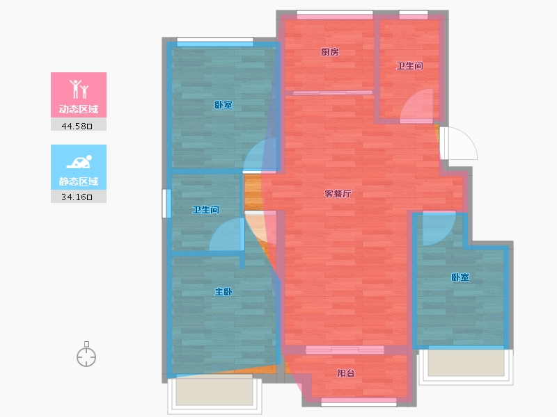 天津-天津市-丽泽花园二期-107.00-户型库-动静分区