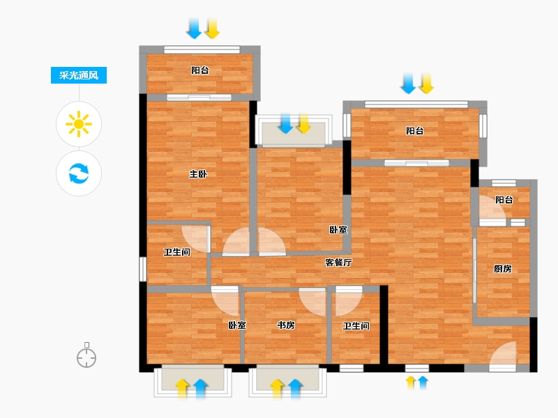 四川省-攀枝花市-鑫洋天御城二期-100.00-户型库-采光通风