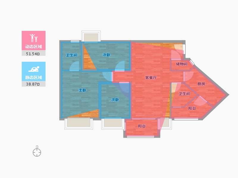 广东省-广州市-天河区冼村街道兴国路31栋121号保利心語-88.00-户型库-动静分区