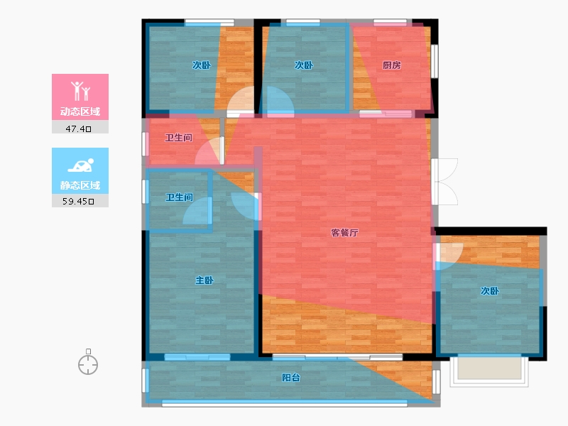 山西省-临汾市-交控置地太和苑-134.40-户型库-动静分区