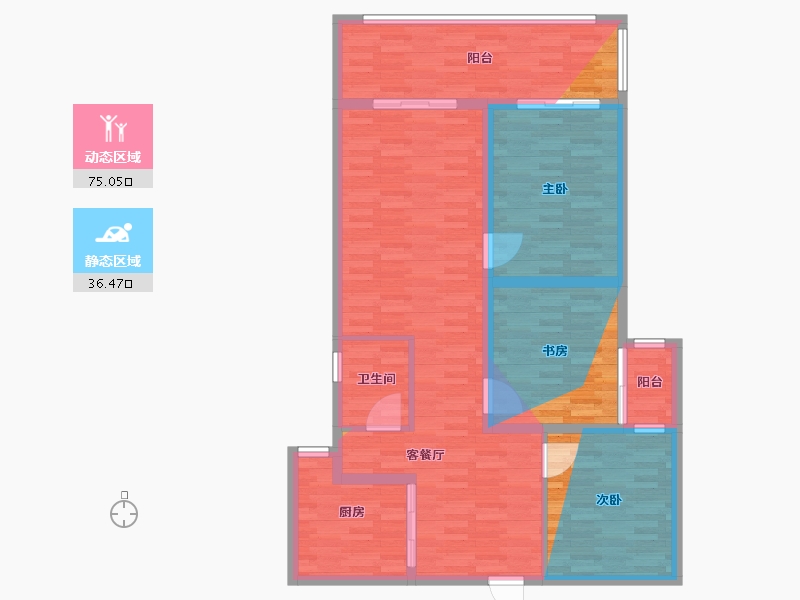 陕西省-咸阳市-万科金域华府-91.00-户型库-动静分区