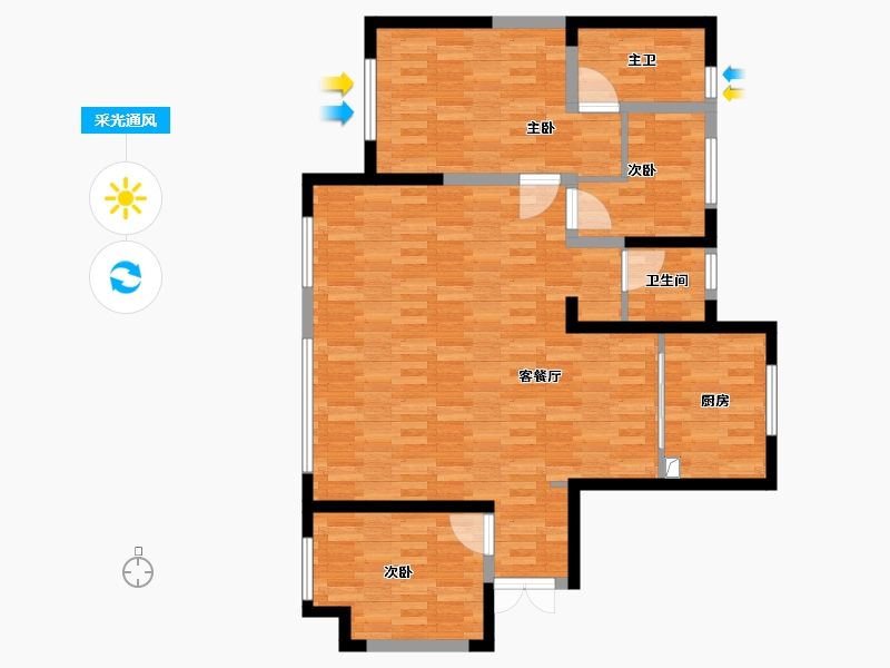 宁夏回族自治区-银川市-吉泰云锦东方-110.00-户型库-采光通风