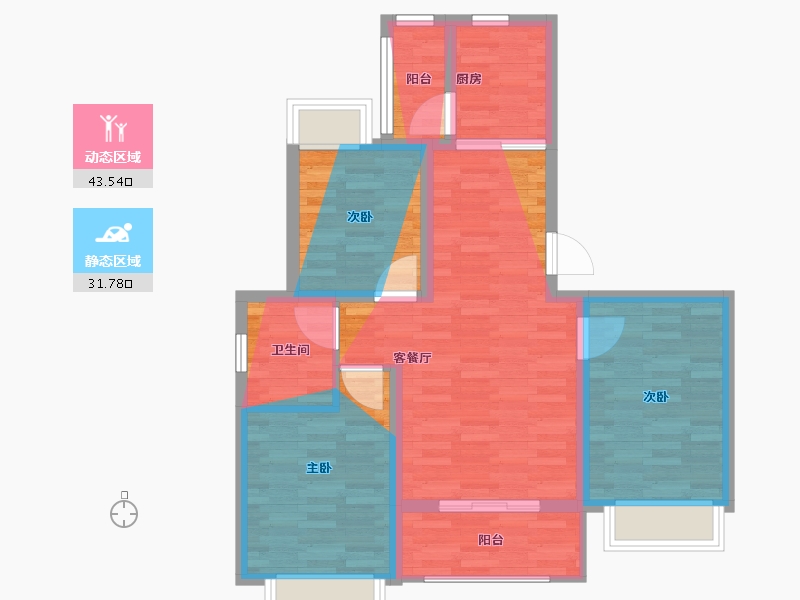 河南省-新乡市-电波嘉苑-96.00-户型库-动静分区