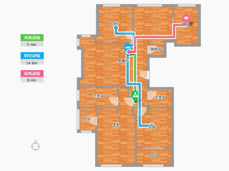 浙江省-杭州市-戈雅公寓-136.00-户型库-动静线