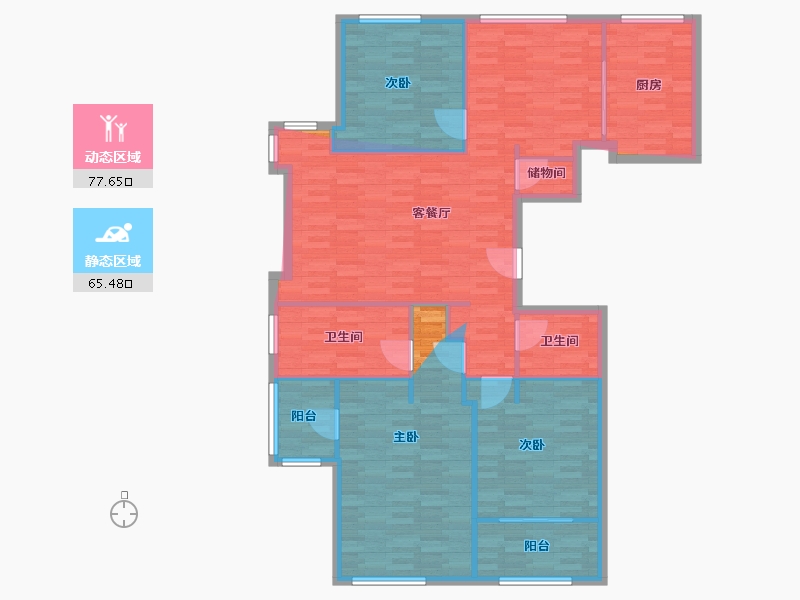 浙江省-杭州市-戈雅公寓-136.00-户型库-动静分区