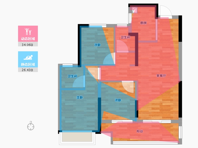 河南省-郑州市-东原满庭芳-76.80-户型库-动静分区