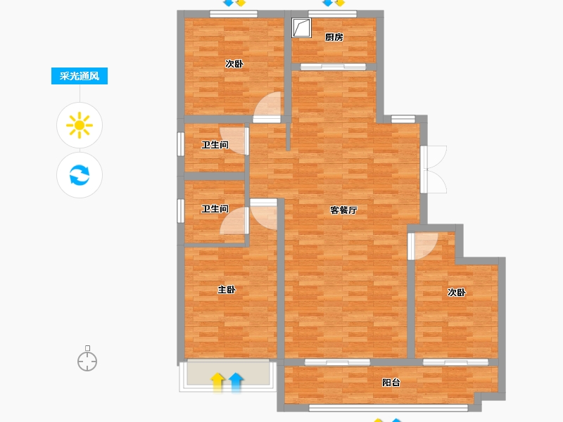 山东省-潍坊市-恒信风华尚品-109.66-户型库-采光通风