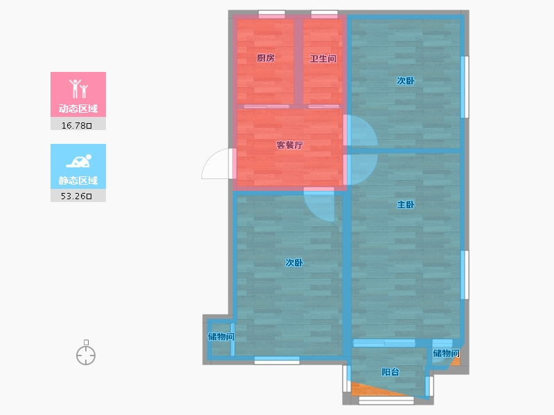 北京-北京市-新街口外大街-3号院-64.00-户型库-动静分区