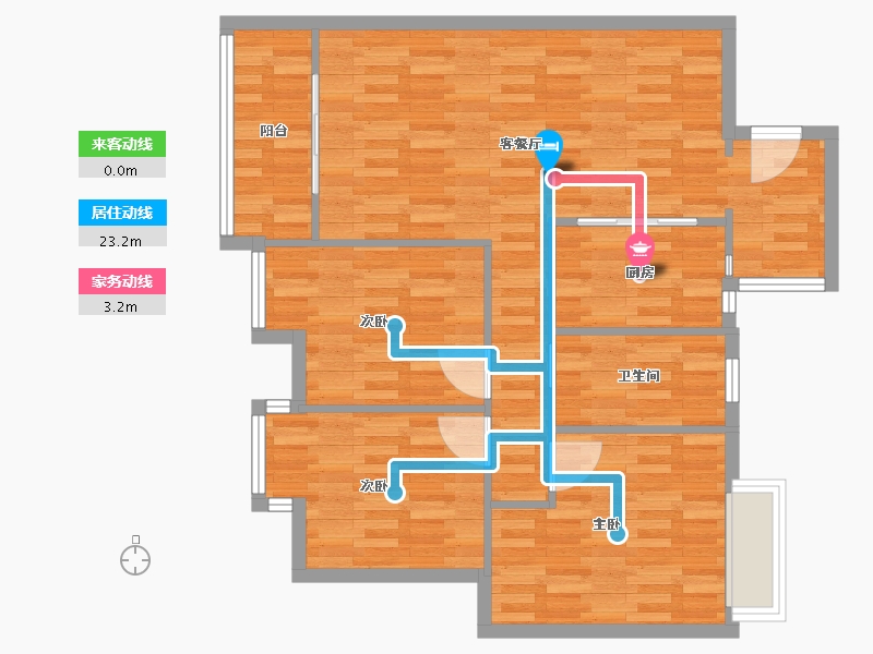 重庆-重庆市-揽江雅苑-76.00-户型库-动静线