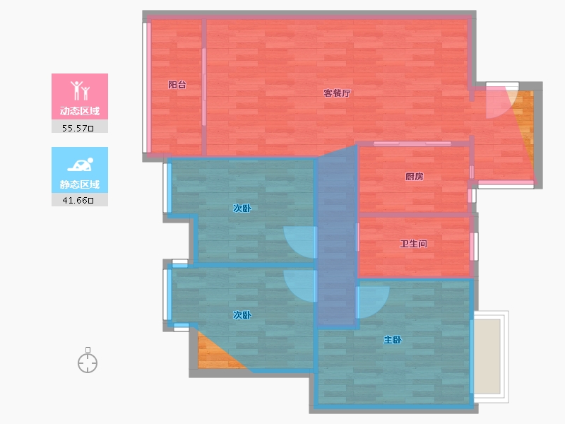 重庆-重庆市-揽江雅苑-76.00-户型库-动静分区