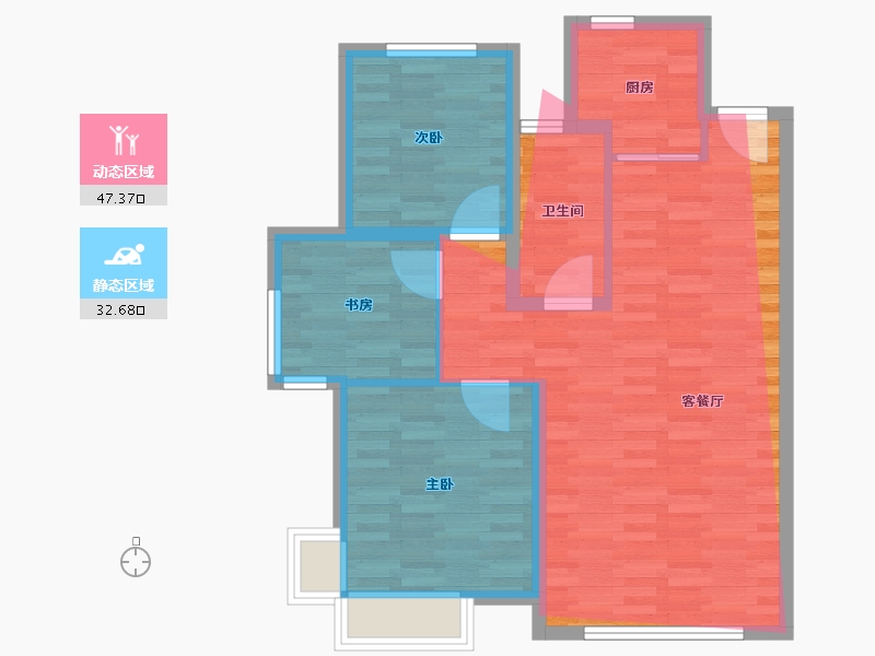 辽宁省-抚顺市-学府壹号-84.14-户型库-动静分区