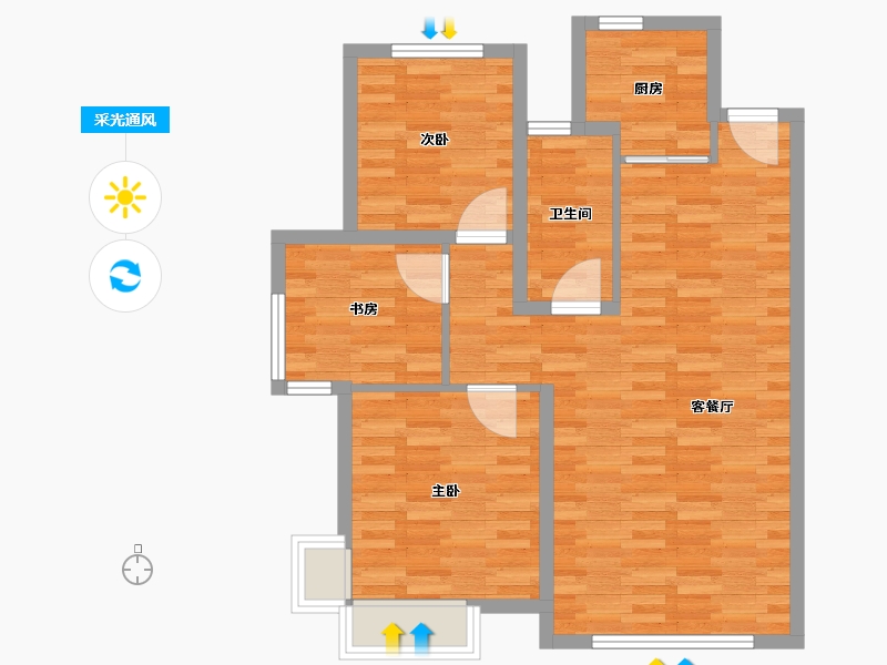 辽宁省-抚顺市-学府壹号-84.14-户型库-采光通风