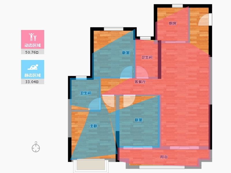 浙江省-台州市-云樾东方小区-一期-92.00-户型库-动静分区