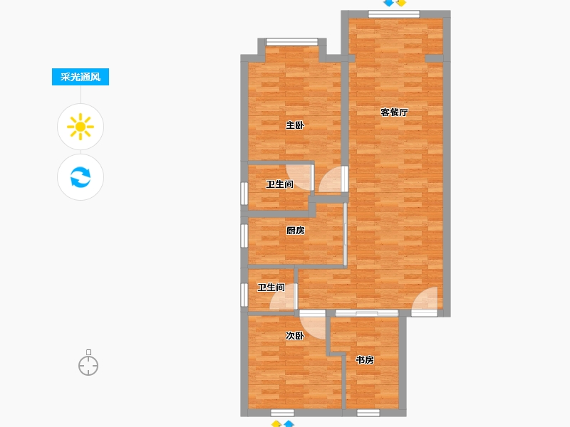 湖北省-武汉市-国汇雅苑-95.00-户型库-采光通风