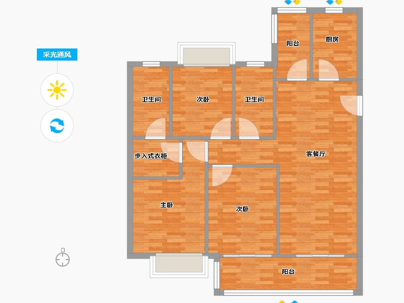 江苏省-无锡市-融创朗山-106.40-户型库-采光通风