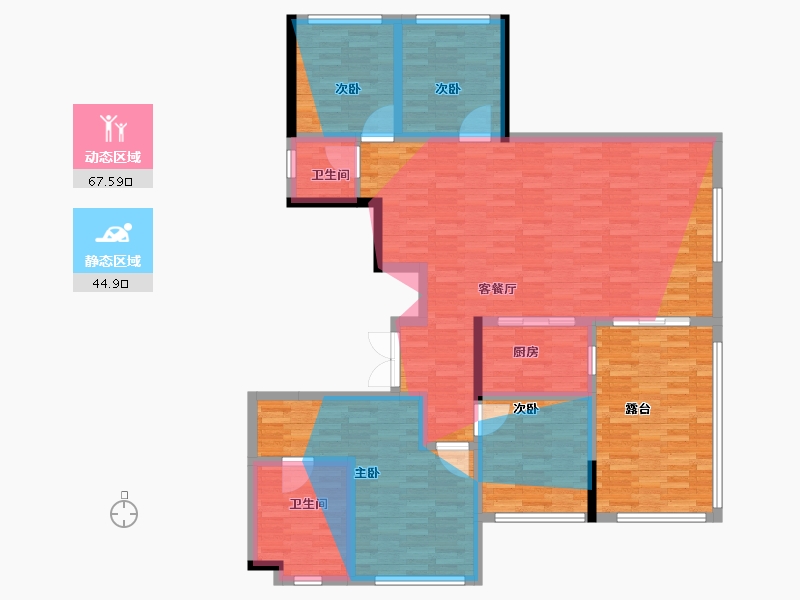 贵州省-遵义市-美的·悦江府-114.34-户型库-动静分区