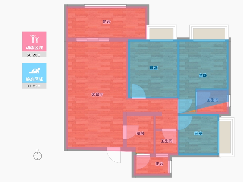 四川省-绵阳市-群星都市公馆-80.00-户型库-动静分区