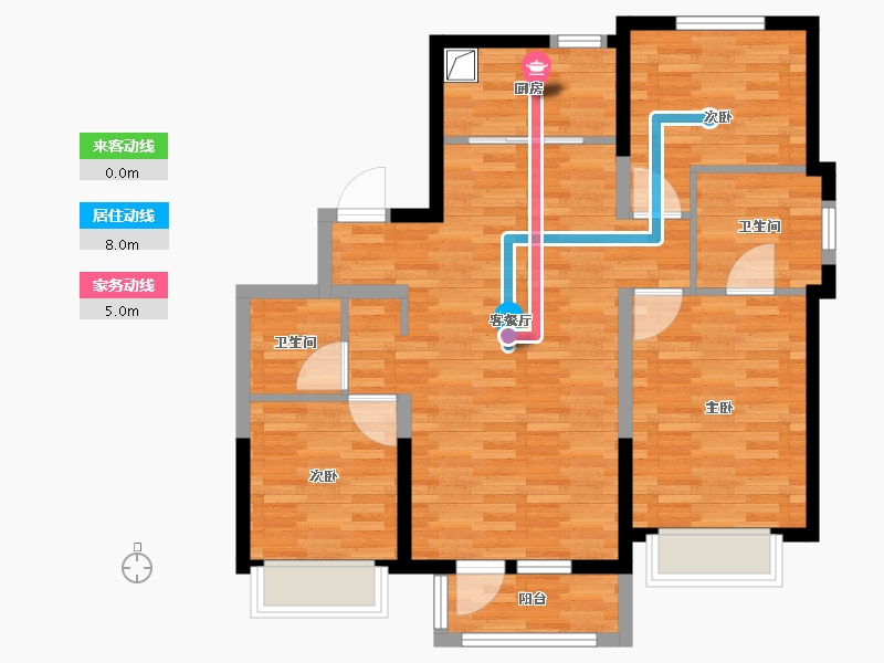 河北省-廊坊市-温泉新都孔雀城冠军园-101.60-户型库-动静线