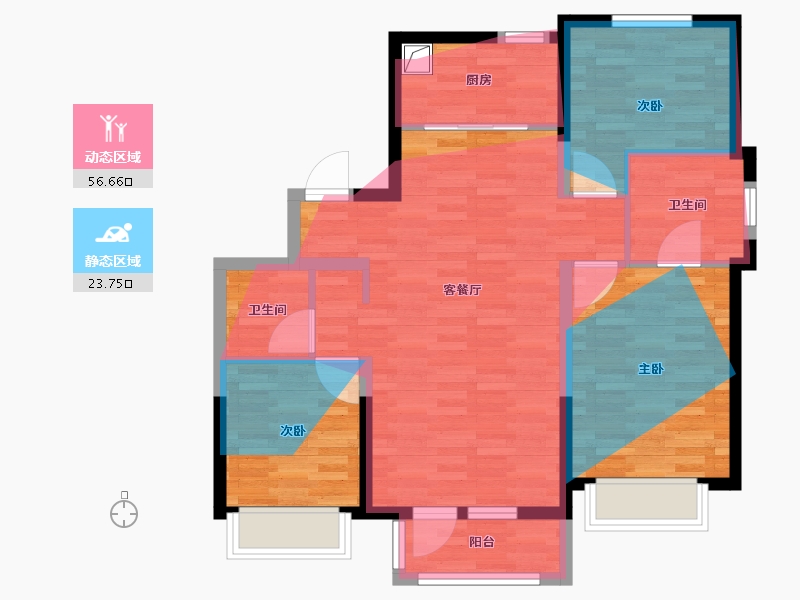 河北省-廊坊市-温泉新都孔雀城冠军园-101.60-户型库-动静分区