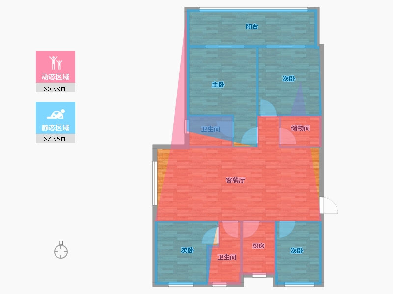 浙江省-金华市-江锦花园-122.00-户型库-动静分区