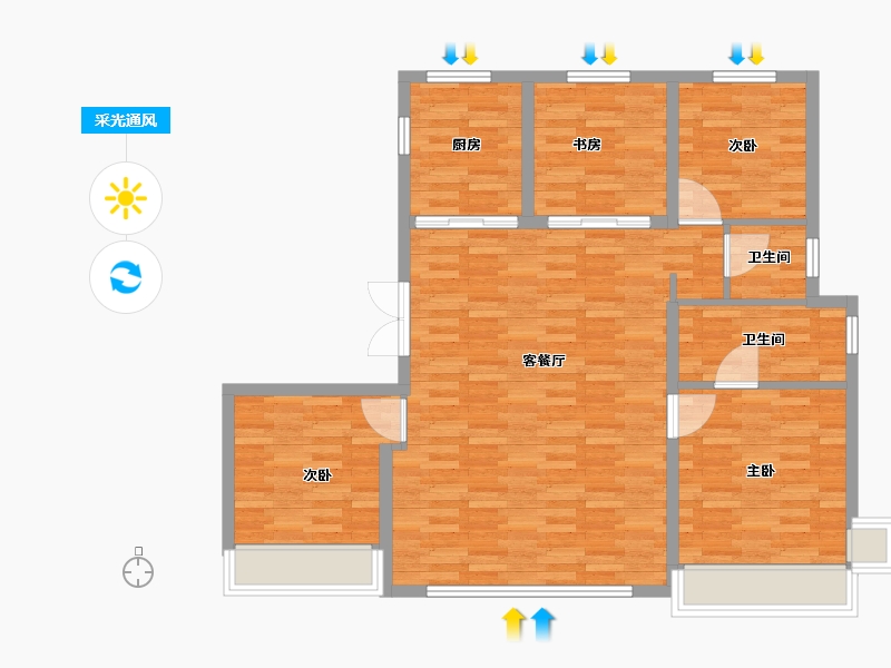 河北省-石家庄市-保利长安天珺-113.00-户型库-采光通风