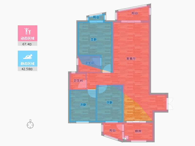 湖南省-长沙市-湘江颂-118.94-户型库-动静分区