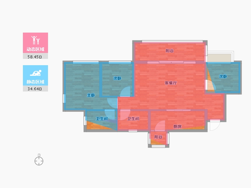 四川省-成都市-蜀道集团翰文府项目-88.00-户型库-动静分区