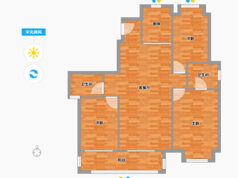 湖北省-武汉市-中建星光城-99.00-户型库-采光通风