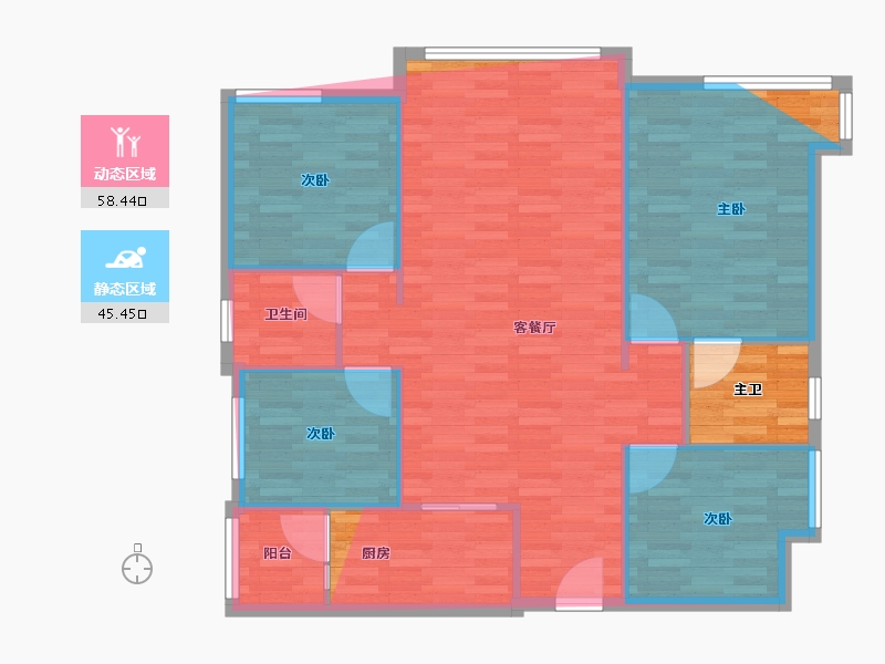 四川省-成都市-保利玫瑰花语-94.00-户型库-动静分区