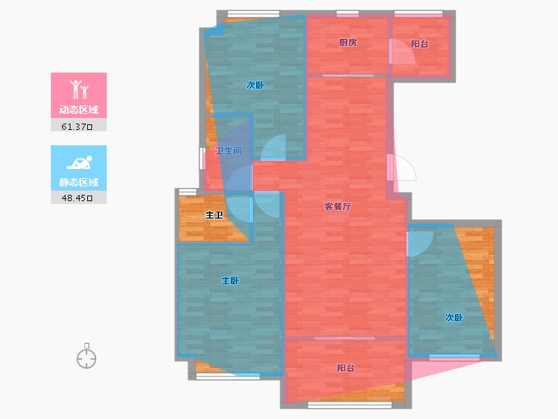 湖北省-武汉市-碧桂园生态城观澜-109.00-户型库-动静分区