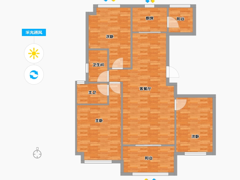 湖北省-武汉市-碧桂园生态城观澜-109.00-户型库-采光通风