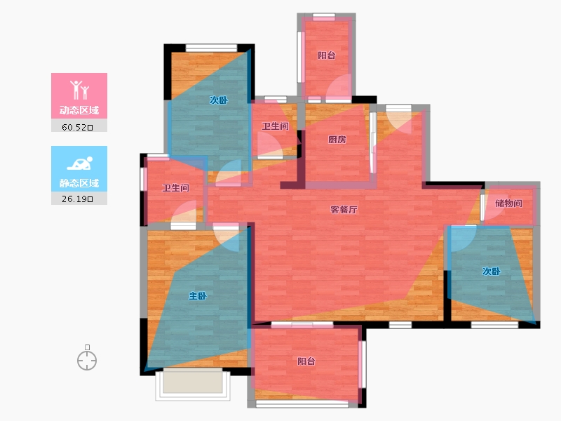 四川省-成都市-幸福桥TOD幸福拾光-98.82-户型库-动静分区