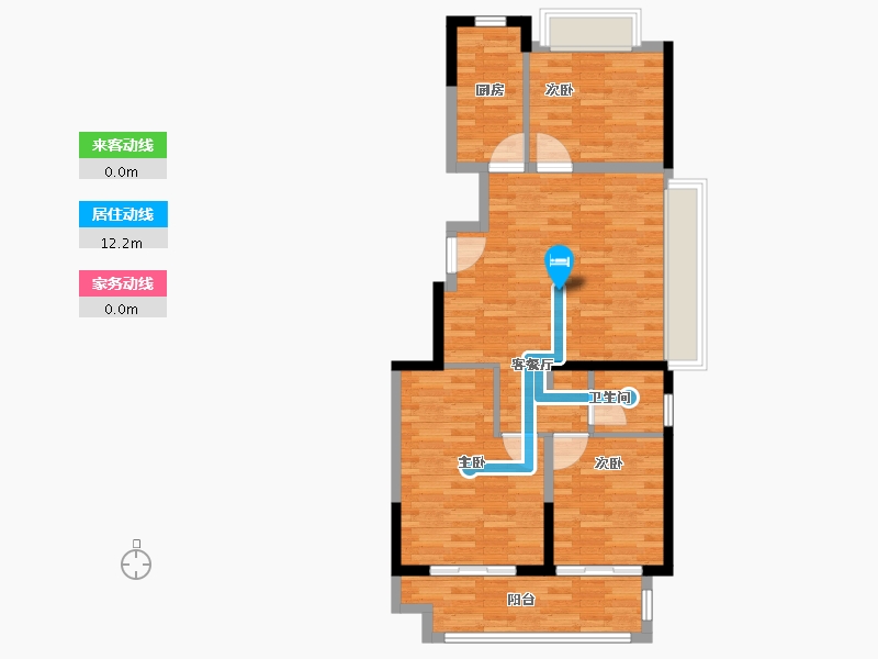 江苏省-徐州市-睢宁碧桂园天宸营销中心-80.80-户型库-动静线