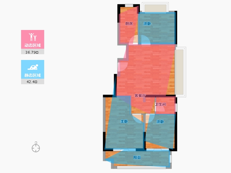 江苏省-徐州市-睢宁碧桂园天宸营销中心-80.80-户型库-动静分区