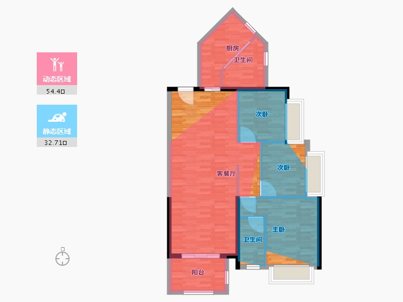 广东省-汕头市-万锦江南雅园-90.46-户型库-动静分区