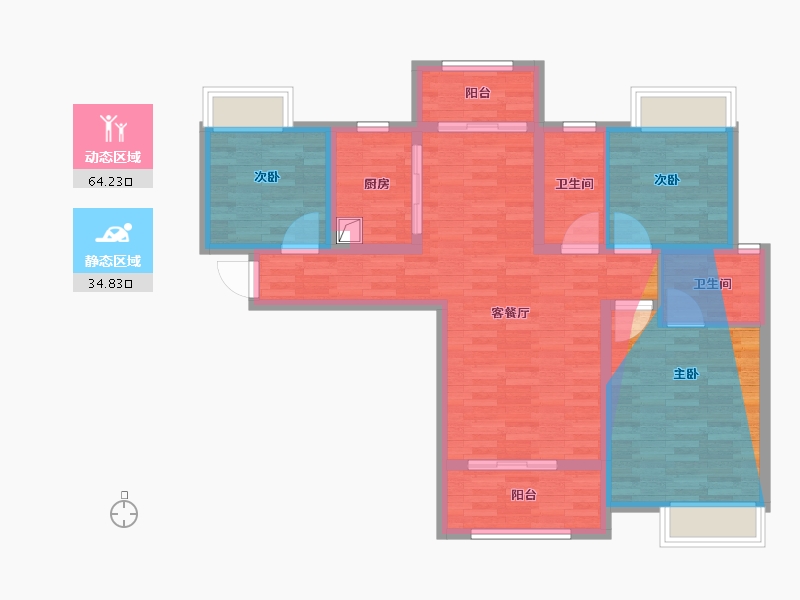 河南省-驻马店市-上海滩花园-86.40-户型库-动静分区