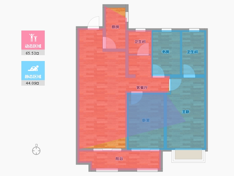 河北省-张家口市-美居半山苑-102.60-户型库-动静分区