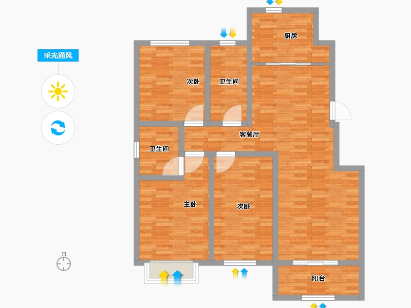 河南省-济源市-锦河家园-102.40-户型库-采光通风