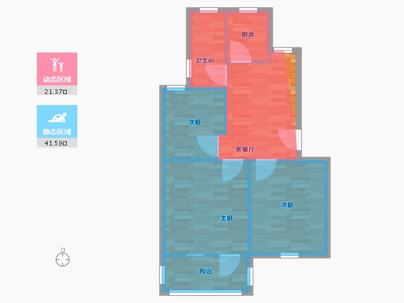 江苏省-苏州市-大龙港新村-55.79-户型库-动静分区