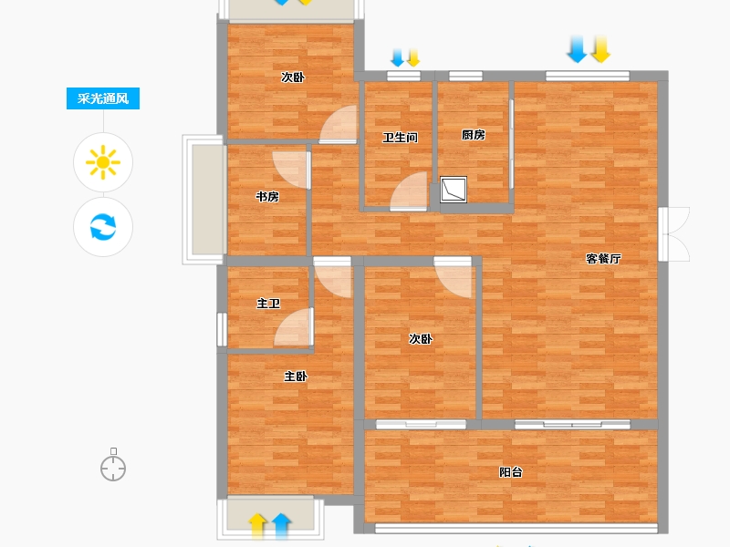 湖北省-十堰市-瑞富印象-117.36-户型库-采光通风