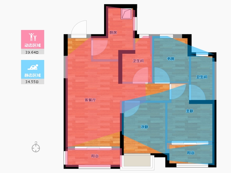 北京-北京市-璟玥林汐-72.00-户型库-动静分区