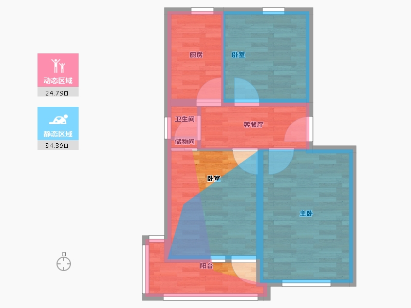 北京-北京市-永定门东街东里-53.63-户型库-动静分区