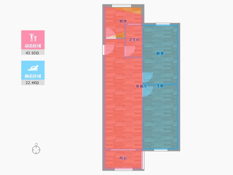 内蒙古自治区-呼和浩特市-航苑小区-63.20-户型库-动静分区