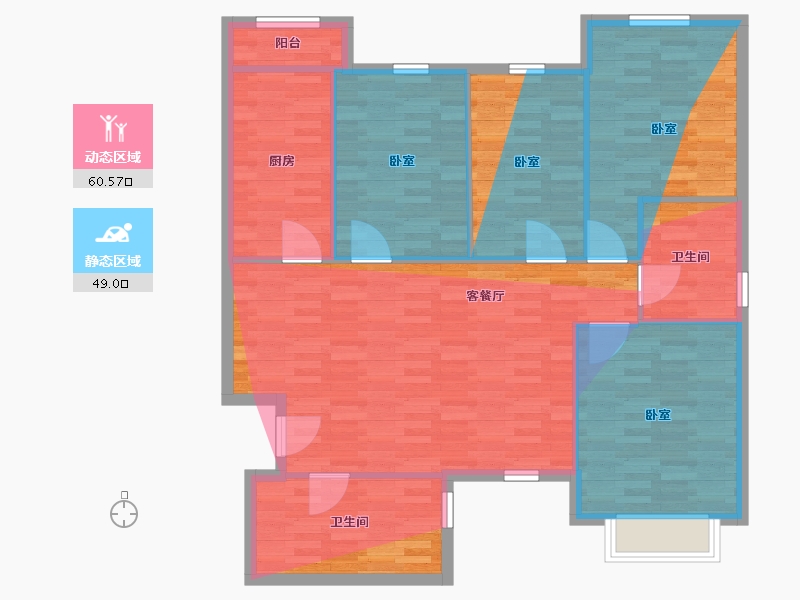 内蒙古自治区-呼和浩特市-呼铁佳园-A区-116.80-户型库-动静分区