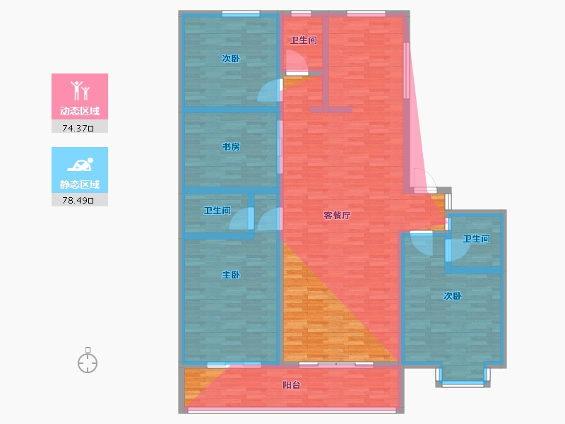 陕西省-延安市-洛川公园壹号-156.80-户型库-动静分区