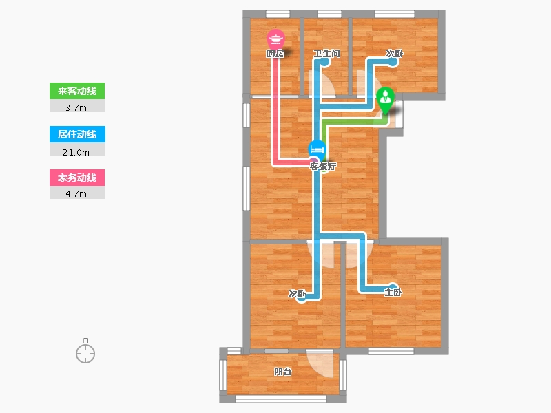 浙江省-杭州市-翰林花园-58.96-户型库-动静线