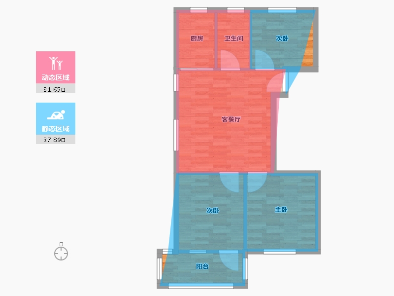 浙江省-杭州市-翰林花园-58.96-户型库-动静分区